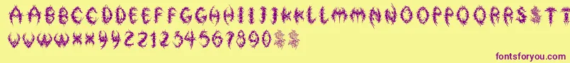 FloralphabetBold Font – Purple Fonts on Yellow Background