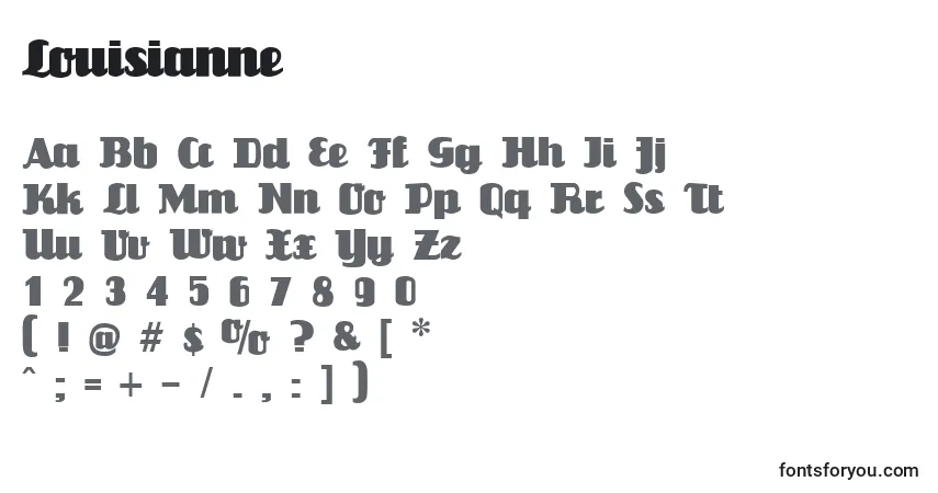 Schriftart Louisianne – Alphabet, Zahlen, spezielle Symbole