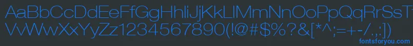 HelveticaLt33ThinExtended Font – Blue Fonts on Black Background
