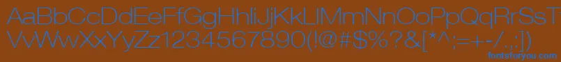 HelveticaLt33ThinExtended Font – Blue Fonts on Brown Background