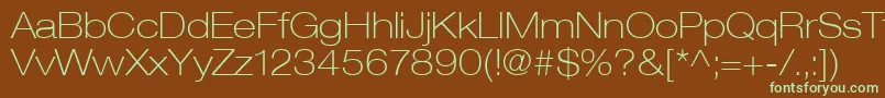 HelveticaLt33ThinExtended Font – Green Fonts on Brown Background