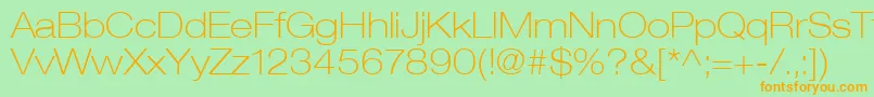HelveticaLt33ThinExtended Font – Orange Fonts on Green Background