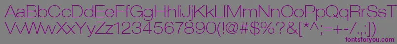 HelveticaLt33ThinExtended Font – Purple Fonts on Gray Background