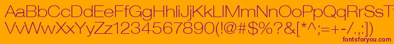 HelveticaLt33ThinExtended Font – Purple Fonts on Orange Background