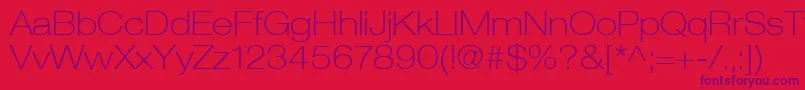 HelveticaLt33ThinExtended Font – Purple Fonts on Red Background