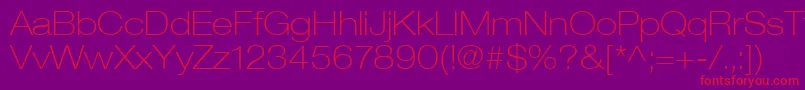 HelveticaLt33ThinExtended Font – Red Fonts on Purple Background