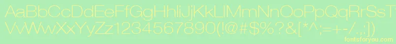 HelveticaLt33ThinExtended Font – Yellow Fonts on Green Background