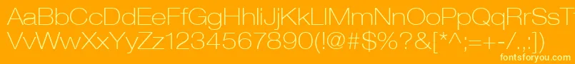 HelveticaLt33ThinExtended Font – Yellow Fonts on Orange Background
