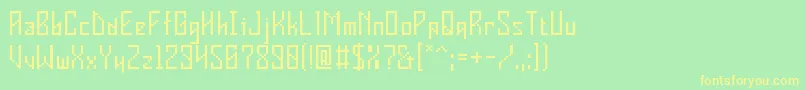 VInsiderDeinterlaced-fontti – keltaiset fontit vihreällä taustalla