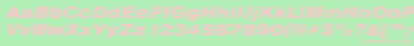 AnconaExHeavyItalic-fontti – vaaleanpunaiset fontit vihreällä taustalla