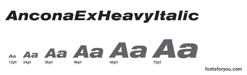 Размеры шрифта AnconaExHeavyItalic