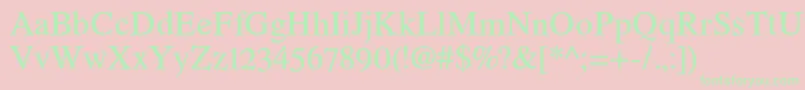 Romandeadfno2stdDemibold-Schriftart – Grüne Schriften auf rosa Hintergrund