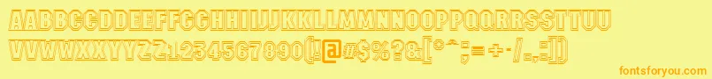 フォントAMachinanova2otlBold – オレンジの文字が黄色の背景にあります。
