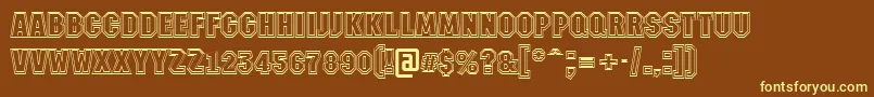 AMachinanova2otlBold-fontti – keltaiset fontit ruskealla taustalla