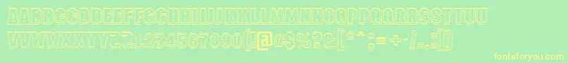 フォントAMachinanova2otlBold – 黄色の文字が緑の背景にあります