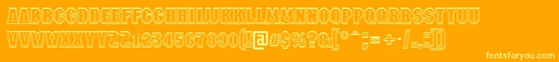 AMachinanova2otlBold-fontti – keltaiset fontit oranssilla taustalla