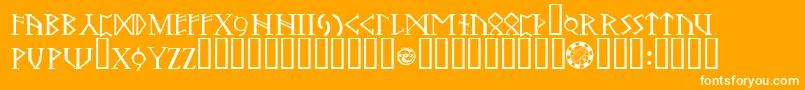 TrollOathbound-Schriftart – Weiße Schriften auf orangefarbenem Hintergrund