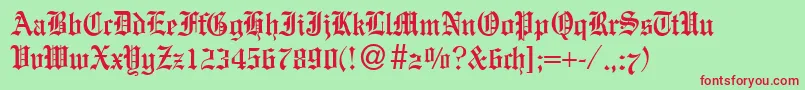 フォントEnglandolddbNormal – 赤い文字の緑の背景