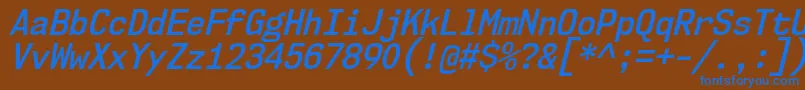 Nk57MonospaceScSbIt Font – Blue Fonts on Brown Background