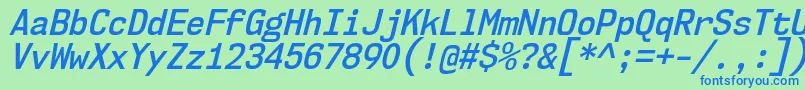 More about Nk57MonospaceScSbIt Font Nk57MonospaceScSbIt Font – Blue Fonts on Green Background
