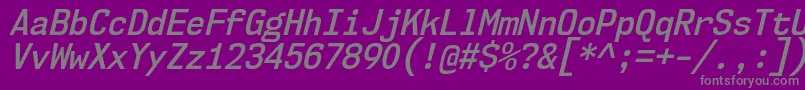 フォントNk57MonospaceScSbIt – 紫の背景に灰色の文字