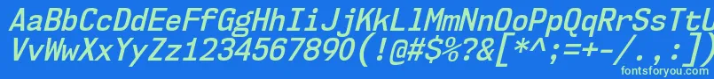 Nk57MonospaceScSbIt-Schriftart – Grüne Schriften auf blauem Hintergrund