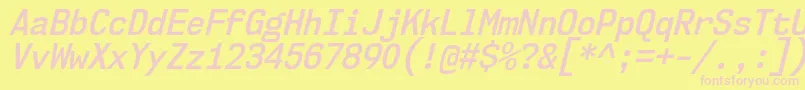Fonte Nk57MonospaceScSbIt – fontes rosa em um fundo amarelo