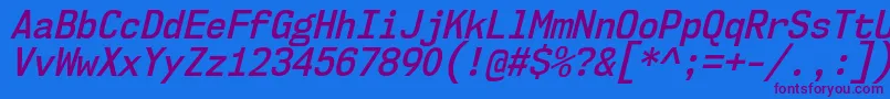 Fonte Nk57MonospaceScSbIt – fontes roxas em um fundo azul