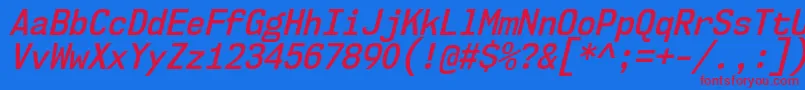 Nk57MonospaceScSbIt Font – Red Fonts on Blue Background