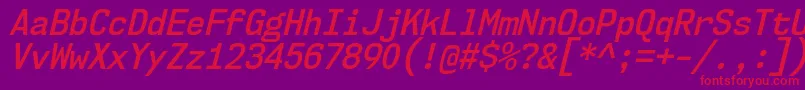 Nk57MonospaceScSbIt Font – Red Fonts on Purple Background