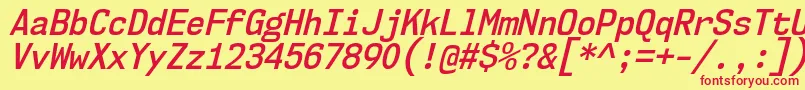 Nk57MonospaceScSbIt Font – Red Fonts on Yellow Background
