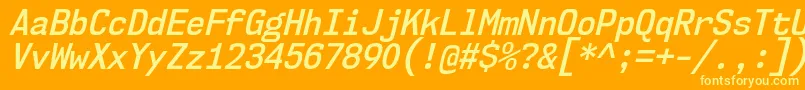 Lisätietoja Nk57MonospaceScSbIt-fontista Nk57MonospaceScSbIt-fontti – keltaiset fontit oranssilla taustalla