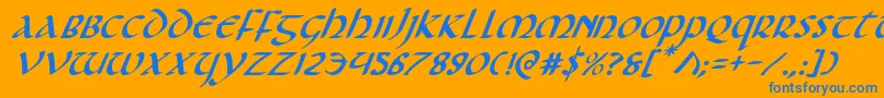 Foucaultei Font – Blue Fonts on Orange Background