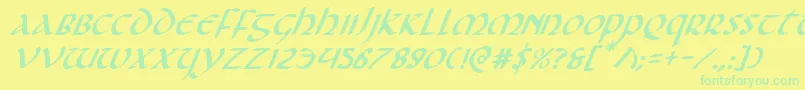 Foucaultei Font – Green Fonts on Yellow Background