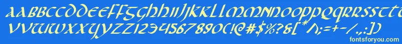 Foucaultei Font – Yellow Fonts on Blue Background