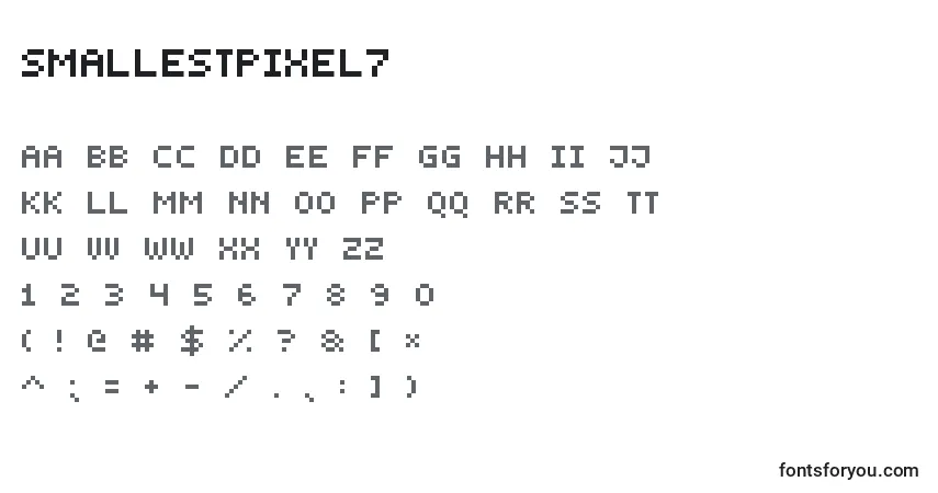 Шрифт SmallestPixel7 – алфавит, цифры, специальные символы
