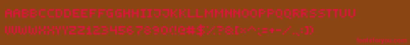 フォントSmallestPixel7 – 赤い文字が茶色の背景にあります。