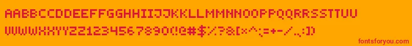 SmallestPixel7 Font – Red Fonts on Orange Background