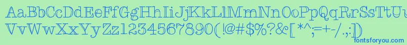Czcionka Typemetwo – niebieskie czcionki na zielonym tle