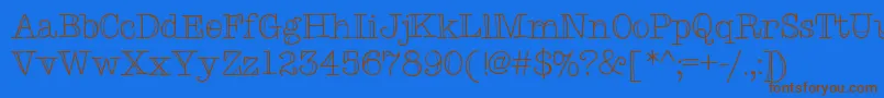 フォントTypemetwo – 茶色の文字が青い背景にあります。