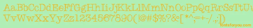 Typemetwo-Schriftart – Orangefarbene Schriften auf grünem Hintergrund