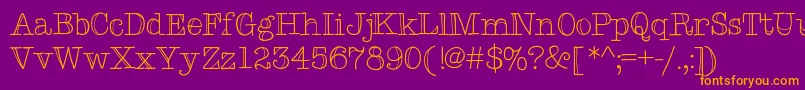 Typemetwo-fontti – oranssit fontit violetilla taustalla