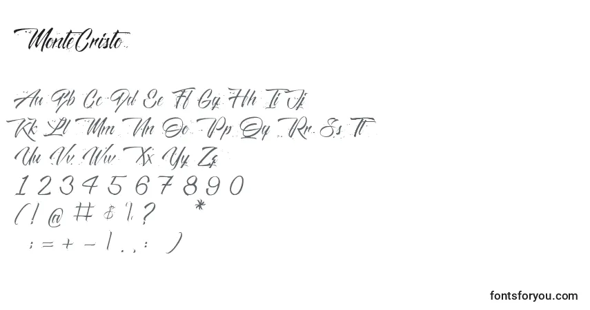 MonteCristo-fontti – aakkoset, numerot, erikoismerkit