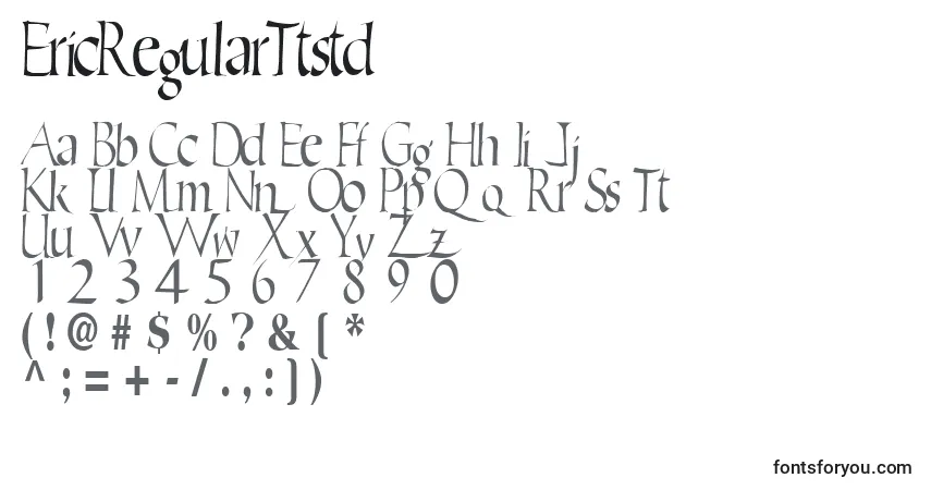 Schriftart EricRegularTtstd – Alphabet, Zahlen, spezielle Symbole