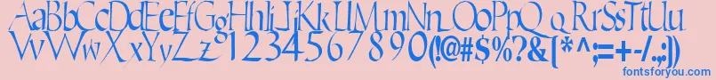 EricRegularTtstd-Schriftart – Blaue Schriften auf rosa Hintergrund