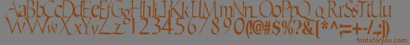 フォントEricRegularTtstd – 茶色の文字が灰色の背景にあります。