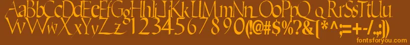 EricRegularTtstd-Schriftart – Orangefarbene Schriften auf braunem Hintergrund