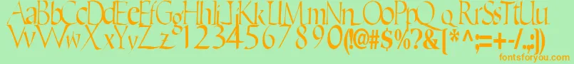 EricRegularTtstd-Schriftart – Orangefarbene Schriften auf grünem Hintergrund