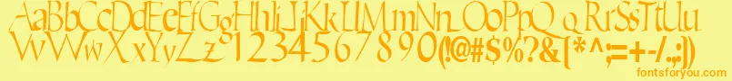 フォントEricRegularTtstd – オレンジの文字が黄色の背景にあります。