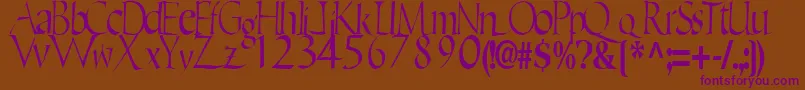 Czcionka EricRegularTtstd – fioletowe czcionki na brązowym tle